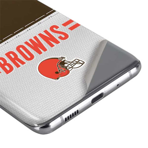 NFL Cleveland Browns White Striped Galaxy S20 Ultra 5G Skin