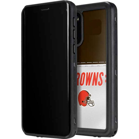 NFL Cleveland Browns White Striped Galaxy S20 Waterproof Case