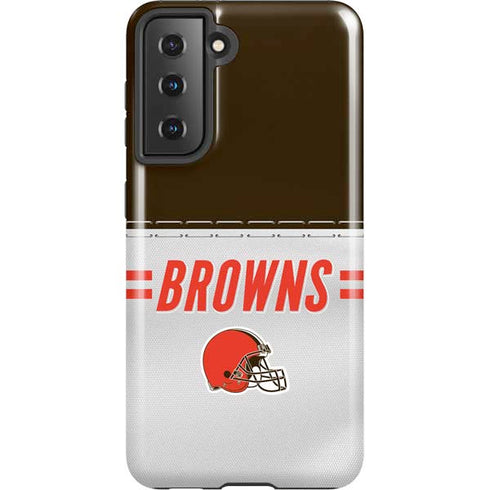NFL Cleveland Browns White Striped Galaxy S21 5G Pro Case
