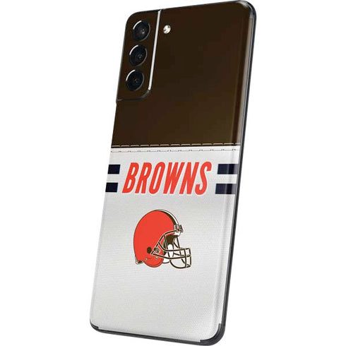 NFL Cleveland Browns White Striped Galaxy S21 5G Skin