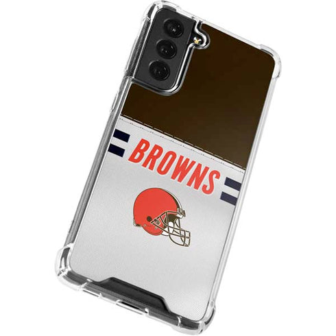 NFL Cleveland Browns White Striped Galaxy S21 FE Clear Case