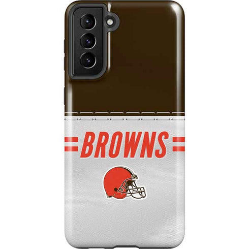 NFL Cleveland Browns White Striped Galaxy S21 Plus 5G Pro Case