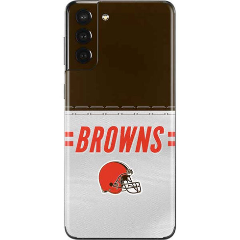 NFL Cleveland Browns White Striped Galaxy S21 Plus 5G Skin