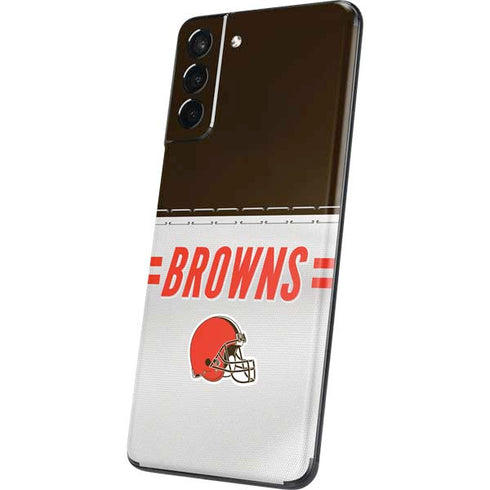 NFL Cleveland Browns White Striped Galaxy S21 Plus 5G Skin