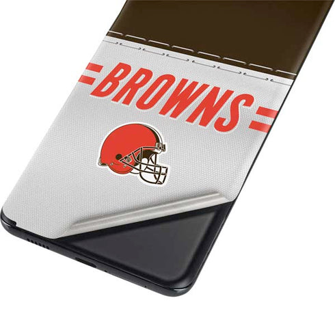 NFL Cleveland Browns White Striped Galaxy S21 Plus 5G Skin