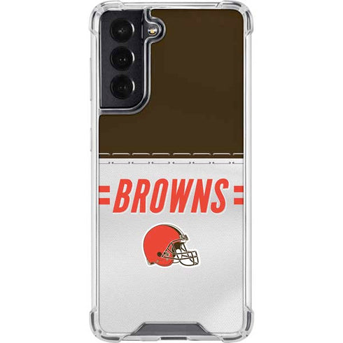 NFL Cleveland Browns White Striped Galaxy S22 Clear Case