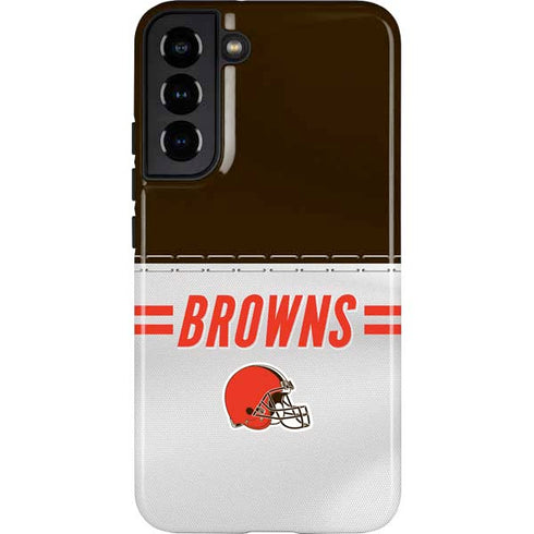 NFL Cleveland Browns White Striped Galaxy S22 Plus Pro Case