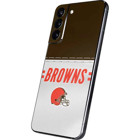 NFL Cleveland Browns White Striped Galaxy S22 Plus Skin