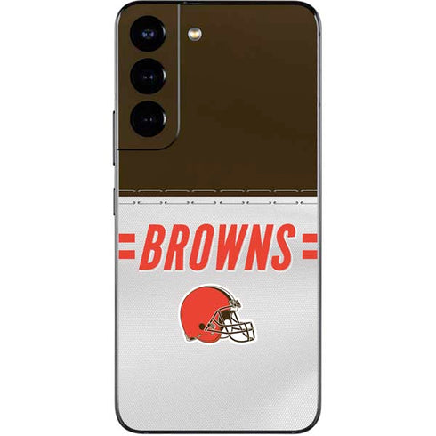 NFL Cleveland Browns White Striped Galaxy S22 Skin