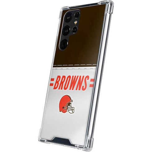 NFL Cleveland Browns White Striped Galaxy S22 Ultra Clear Case
