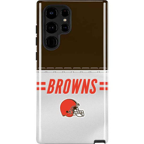 NFL Cleveland Browns White Striped Galaxy S22 Ultra Pro Case