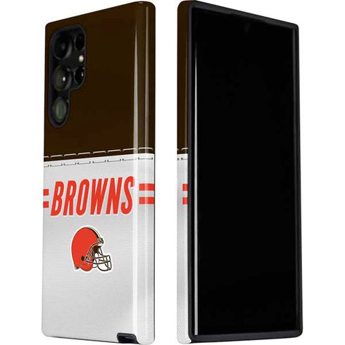 NFL Cleveland Browns White Striped Galaxy S22 Ultra Pro Case
