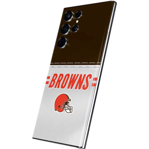 NFL Cleveland Browns White Striped Galaxy S22 Ultra Skin