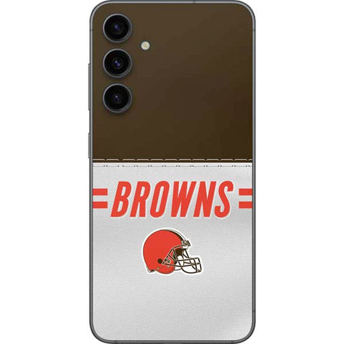 NFL Cleveland Browns White Striped Galaxy S23 FE Skin