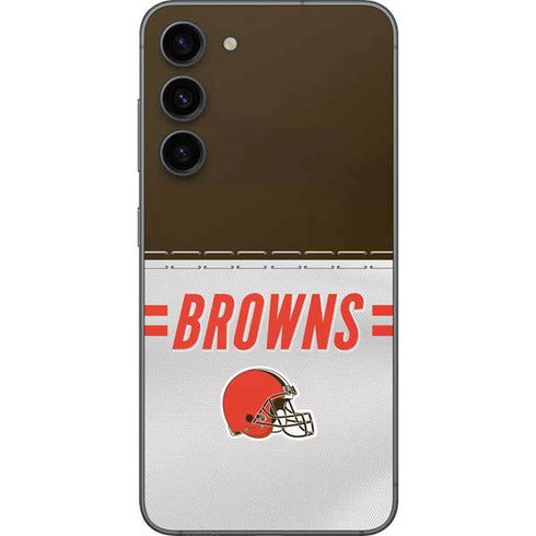 NFL Cleveland Browns White Striped Galaxy S23 Plus Skin