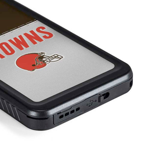 NFL Cleveland Browns White Striped Galaxy S23 Plus Waterproof Case