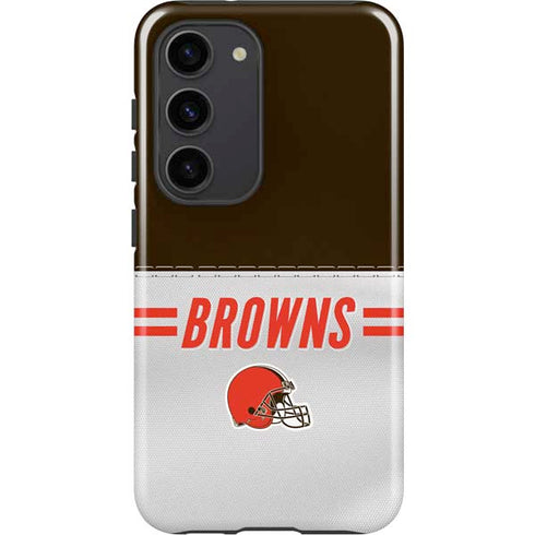 NFL Cleveland Browns White Striped Galaxy S23 Pro Case