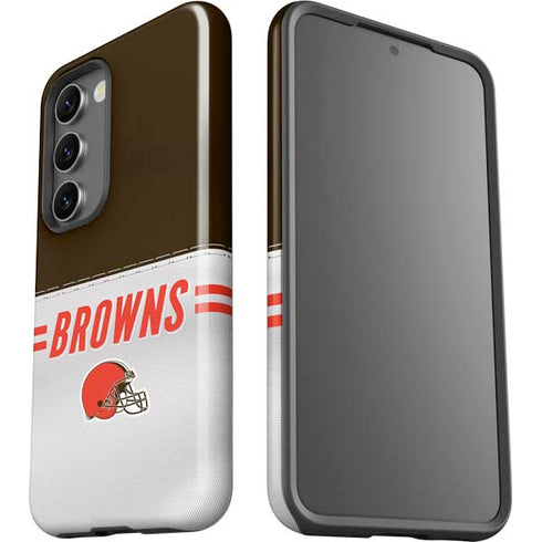 NFL Cleveland Browns White Striped Galaxy S23 Pro Case