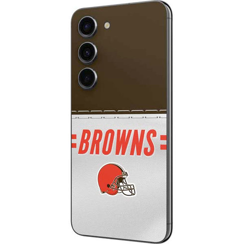 NFL Cleveland Browns White Striped Galaxy S23 Skin