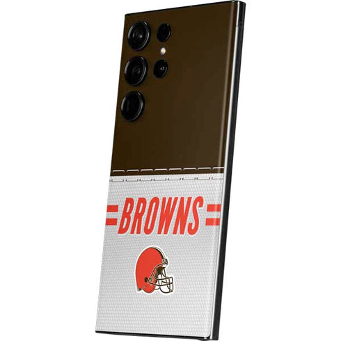 NFL Cleveland Browns White Striped Galaxy S23 Ultra Skin