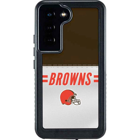 NFL Cleveland Browns White Striped Galaxy S23 Waterproof Case
