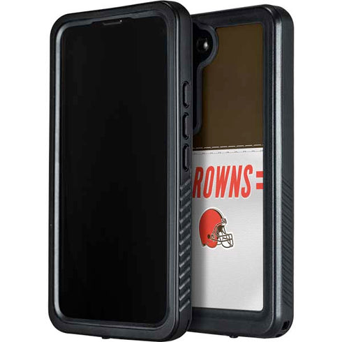 NFL Cleveland Browns White Striped Galaxy S23 Waterproof Case
