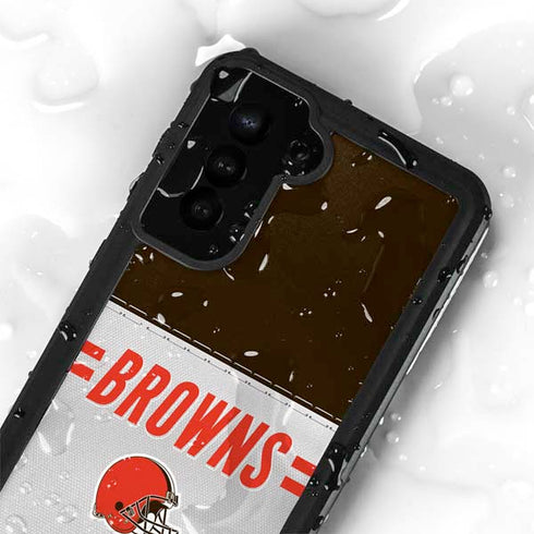 NFL Cleveland Browns White Striped Galaxy S23 Waterproof Case