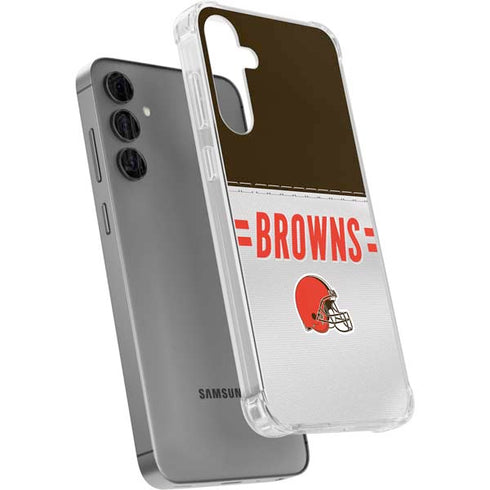 NFL Cleveland Browns White Striped Galaxy S24 Plus Clear Case