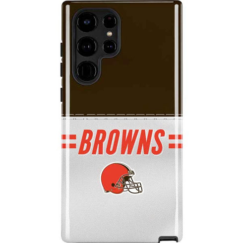 NFL Cleveland Browns White Striped Galaxy S24 Ultra Impact Case