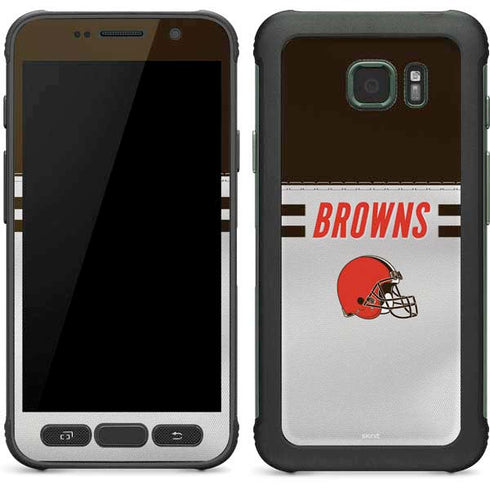 NFL Cleveland Browns White Striped Galaxy S7 Active Skin
