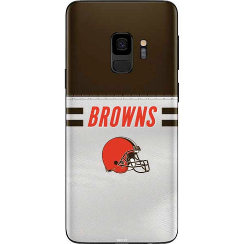 NFL Cleveland Browns White Striped Galaxy S9 Skin