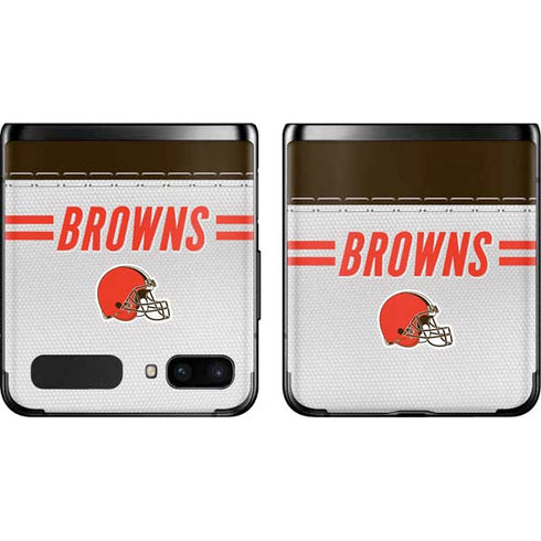 NFL Cleveland Browns White Striped Galaxy Z Flip Skin
