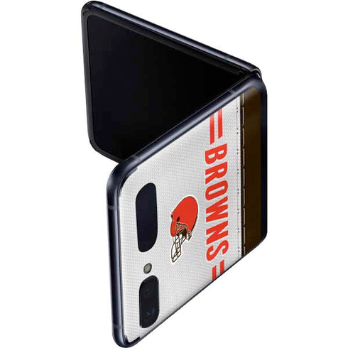 NFL Cleveland Browns White Striped Galaxy Z Flip Skin