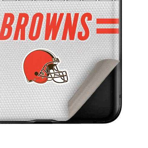 NFL Cleveland Browns White Striped Galaxy Z Flip Skin