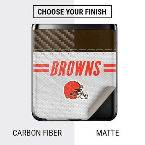 NFL Cleveland Browns White Striped Galaxy Z Flip Skin