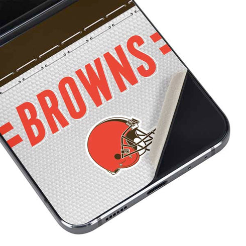 NFL Cleveland Browns White Striped Galaxy Z Flip5 5G Skin