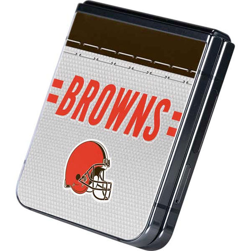 NFL Cleveland Browns White Striped Galaxy Z Flip5 5G Skin