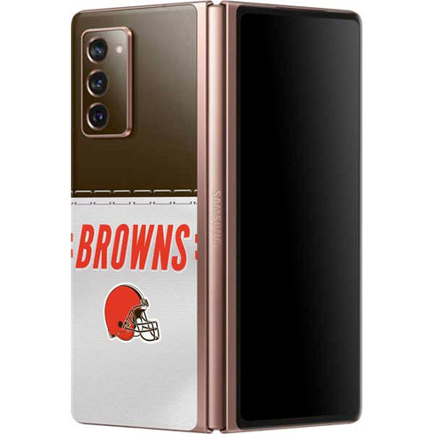 NFL Cleveland Browns White Striped Galaxy Z Fold2 5G Skin