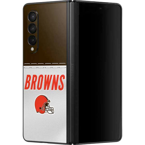 NFL Cleveland Browns White Striped Galaxy Z Fold3 5G Skin