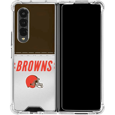 NFL Cleveland Browns White Striped Galaxy Z Fold4 5G Clear Case