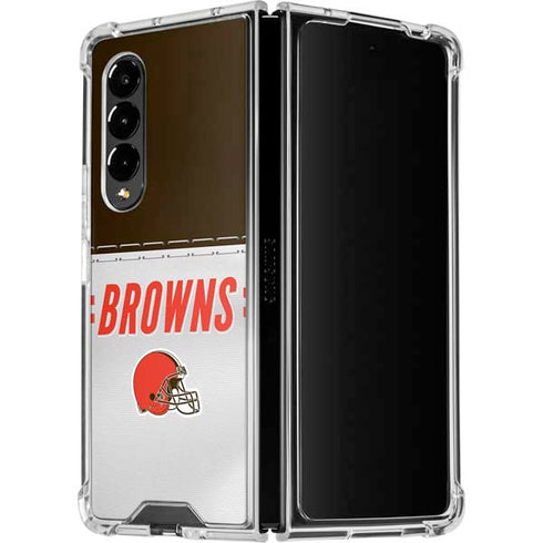 NFL Cleveland Browns White Striped Galaxy Z Fold4 5G Clear Case