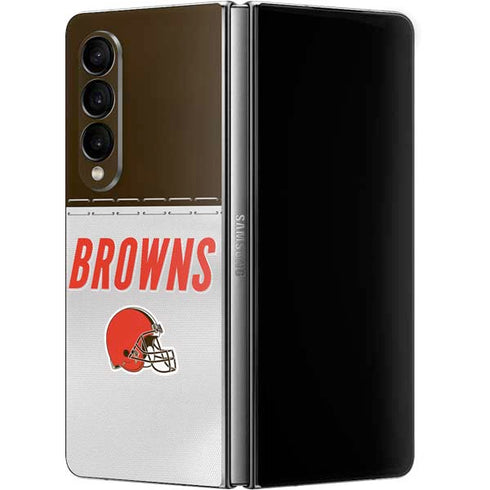 NFL Cleveland Browns White Striped Galaxy Z Fold4 5G Skin