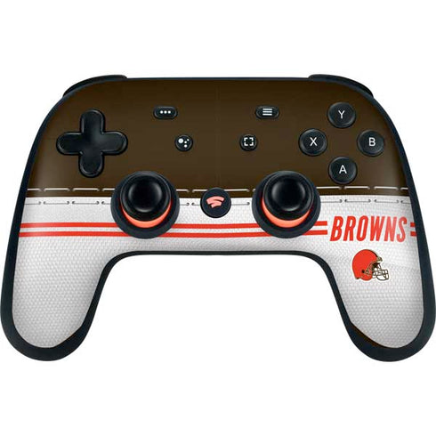 NFL Cleveland Browns White Striped Google Stadia Controller Skin