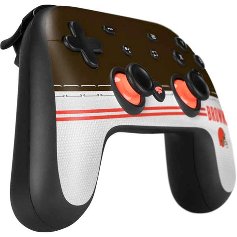 NFL Cleveland Browns White Striped Google Stadia Controller Skin