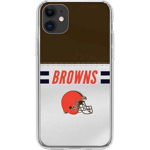 NFL Cleveland Browns White Striped iPhone 11 Clear Case