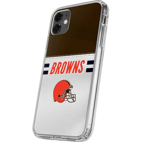 NFL Cleveland Browns White Striped iPhone 11 Clear Case