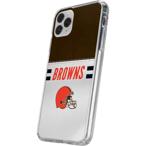 NFL Cleveland Browns White Striped iPhone 11 Pro Clear Case