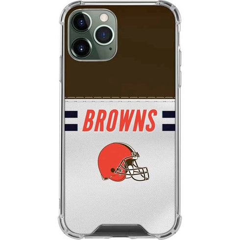NFL Cleveland Browns White Striped iPhone 11 Pro Max Clear Case