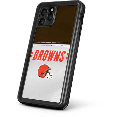 NFL Cleveland Browns White Striped iPhone 11 Pro Waterproof Case