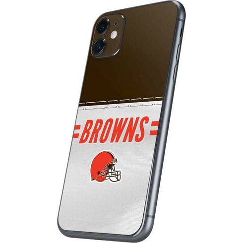 NFL Cleveland Browns White Striped iPhone 11 Skin